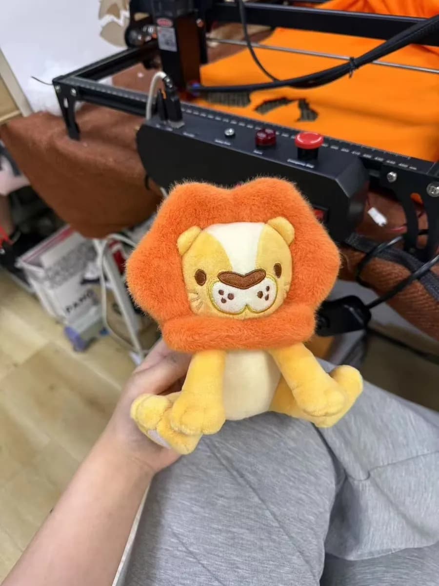 Lion stuffed animal with a long-pile golden mane