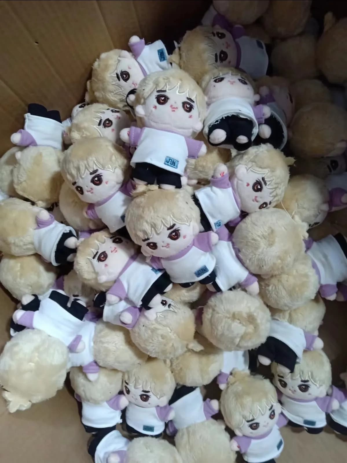 Finished promotional plush toys with hangtags attached