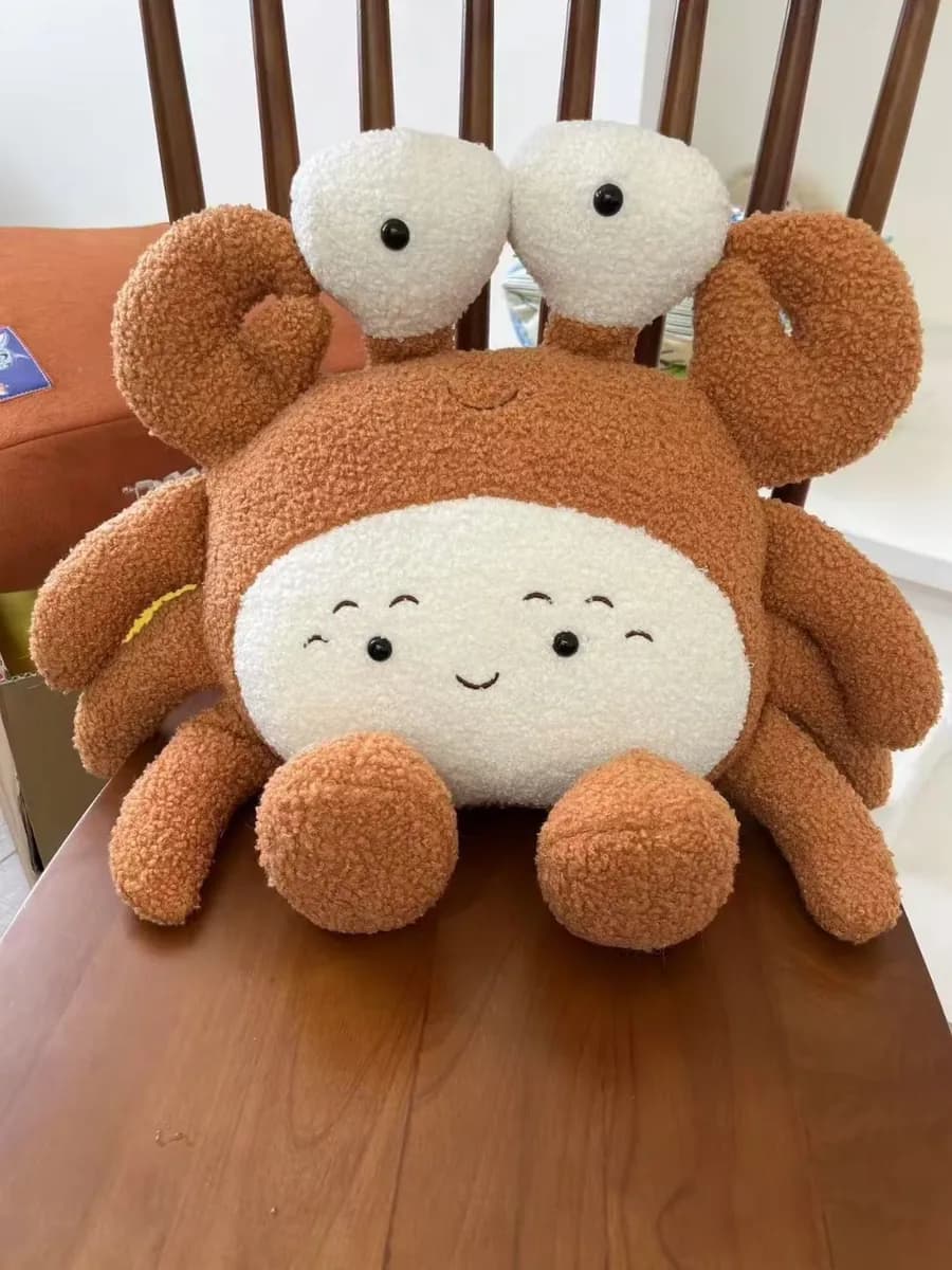 Crab character plush toy with soft padded claws