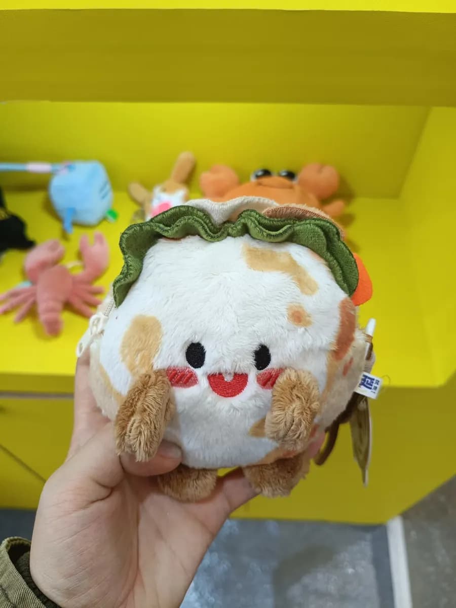 Taco character plush toy with layered fabric fillings