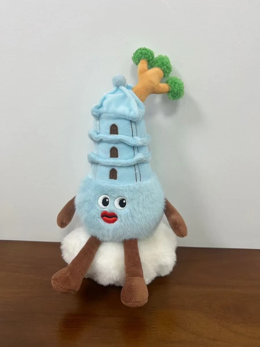 Custom pagoda landmark plush souvenir with embroidered tiers